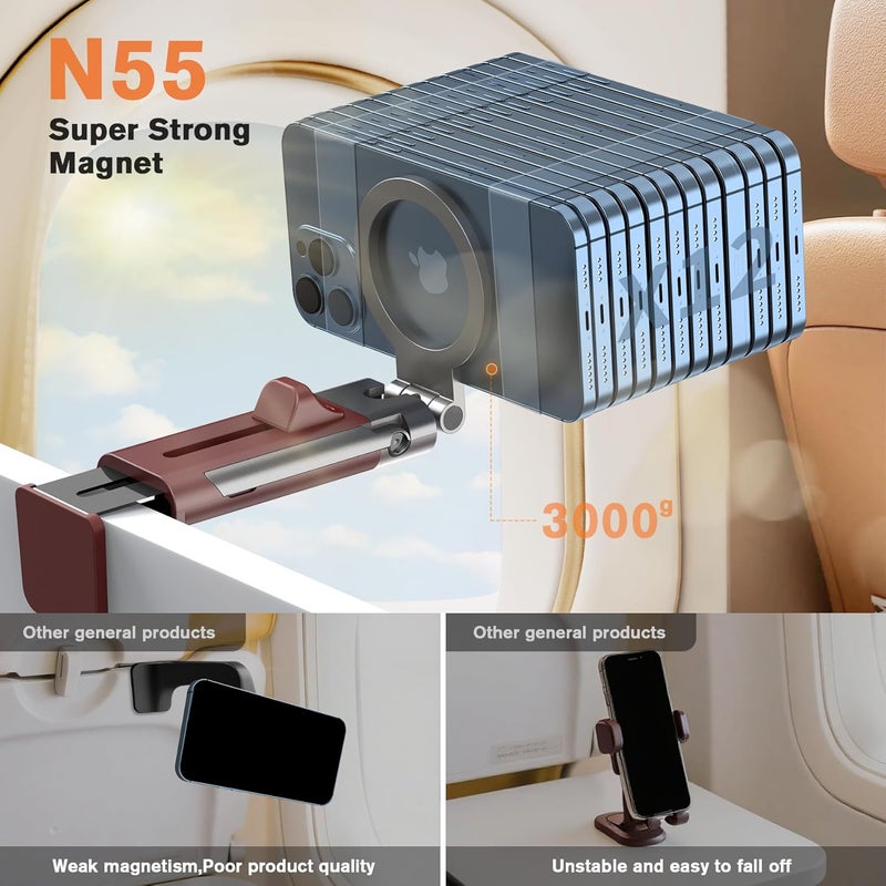 YAGHVEO Airplane Phone Holder Mount,360° Adjustable Hands-Free Mount,Flying Desk Home Long Flight Must Haves Accessories,for iPhone 17 16 15 14 Pro Max - Image 5